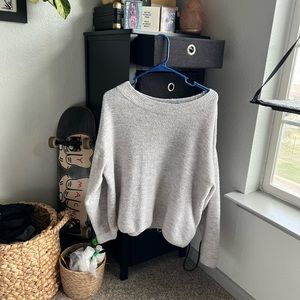 Grey boat neck sweater